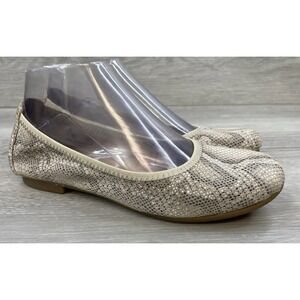 Born Ballet Flats Snake Print Metallic Beige Leather 6 Women's Slip On Comfort